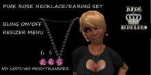 KJ-PINK ROSE NECKLACE/EARING SET(BOXED)