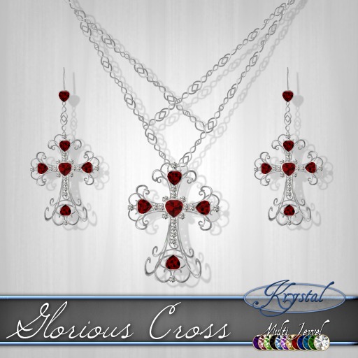 ::: Krystal ::: Glorious Cross - Silver (MultiJewel) 