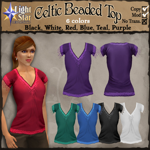 *LightStar- Celtic Beaded Top - 6 Colors