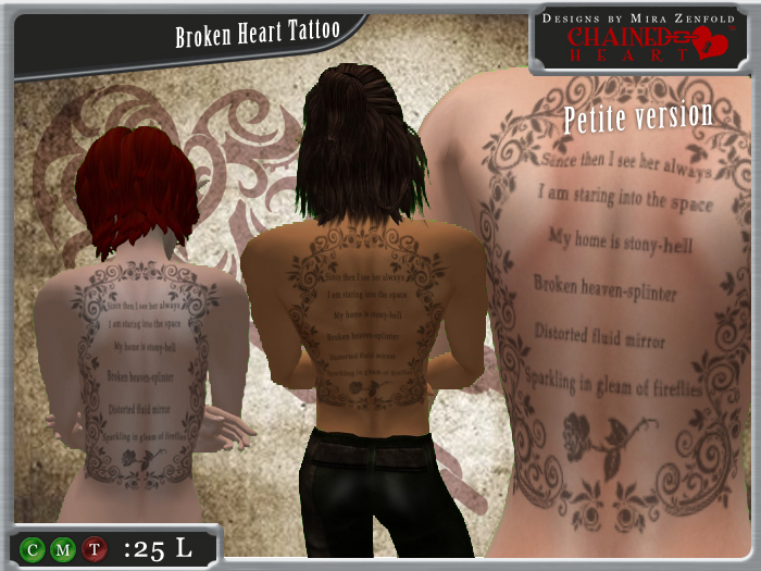 Ch's Broken Heart Tattoo petite
