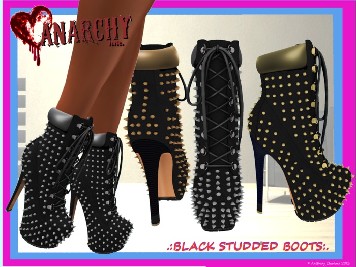 *An@rchy Ink* Studded Heels - Black Metals