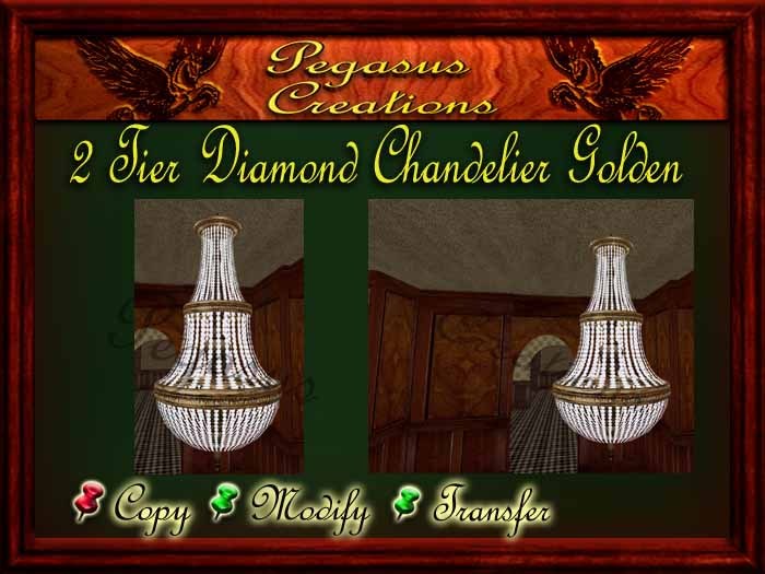 2 Tier Luxurious Diamond Chandelier Golden