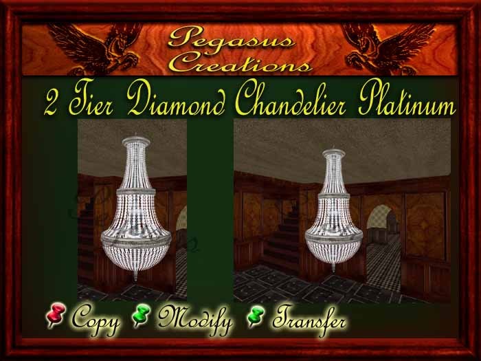 2 Tier Luxurious Diamond Chandelier Platinum
