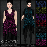 :::Sn@tch Lillian Mesh Velvet Dress-All Colors (Med):::