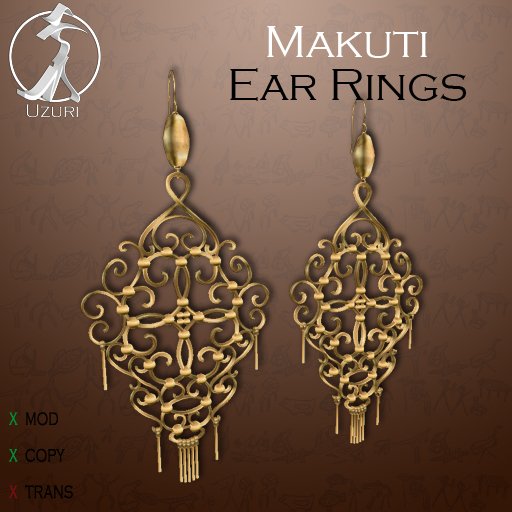 -=UZURI=- Ebony Drops Ear Rings