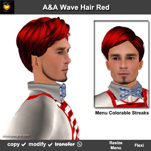 A&A Wave Hair Red.  Unisex short style.