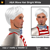 A&A Wave Hair Bright White.  Unisex short style.