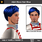 A&A Wave Hair Blue.  Unisex short style.