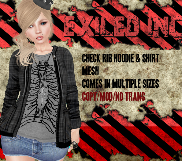 [Exiled Inc.] Check Ribs Hoodie & Shirt [MESH]