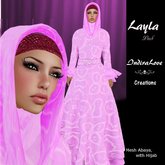 o))IndiraLove ((o,Layla Pink Mesh Abaya with Hijab