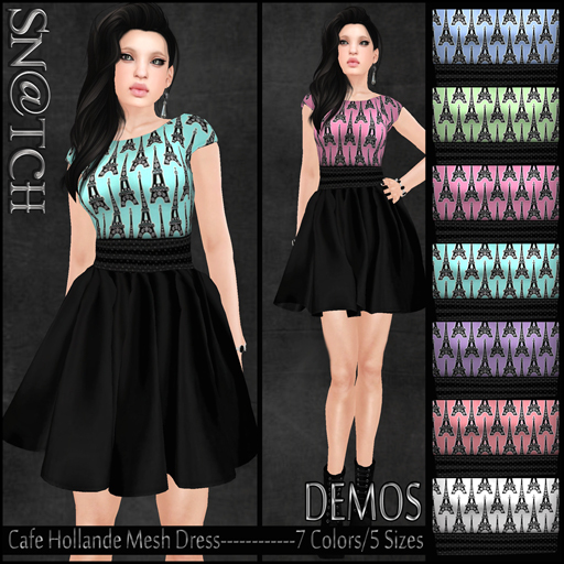 :::Sn@tch Mesh Cafe Dress-All Colors (XSmall):::