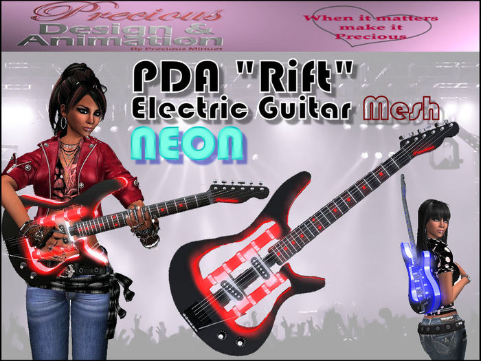 PDA Metal Rift Guitar - Black Neon