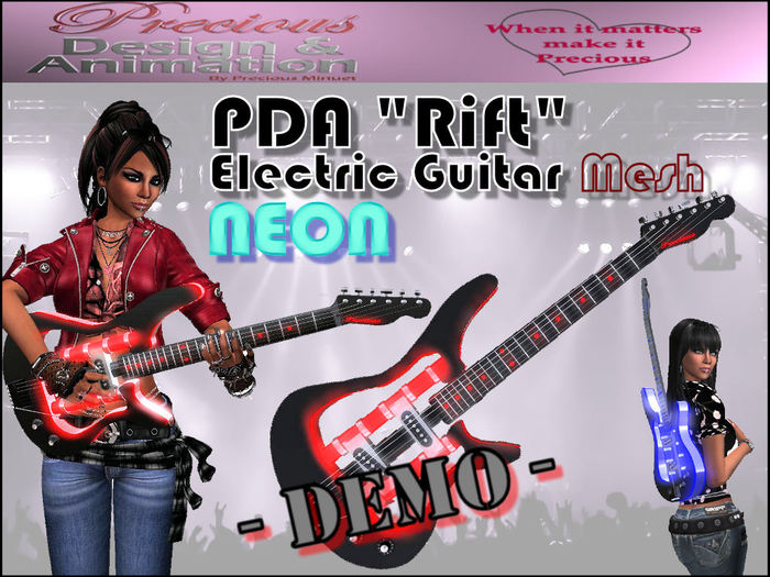 PDA Metal Rift Guitar - Black Neon - **DEMO**