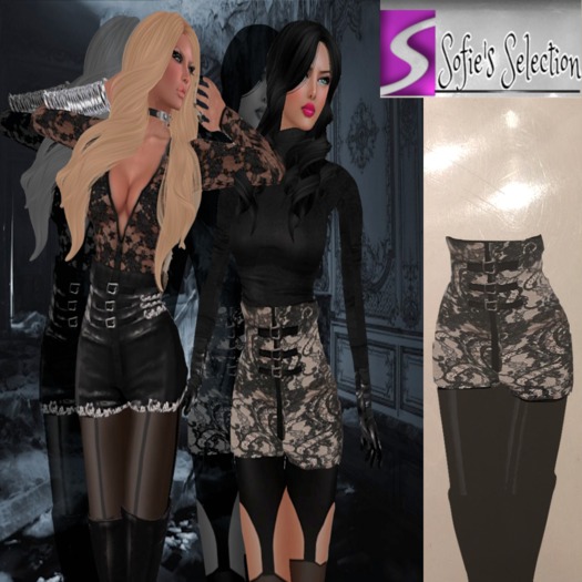 <S> Mesh High Waist Shorts Lace