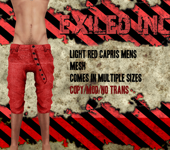 [Exiled Inc.] Light Red Capris Mens [MESH]