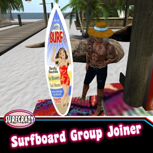 Surfcrazy Group Joiner Surfboard! silent with floating text, mod/trans