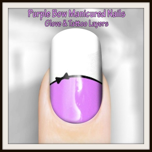 Purple Bow Manicured Nails