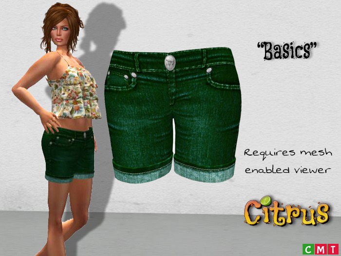 *Citrus* Basics  Jean Shorts - Pine