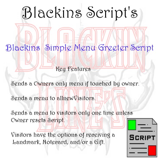 Blackins  Simple Menu Greeter Script Box