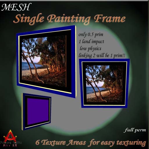 Mesh Single Painting Frame 0.5 prims , link 2 will be 1 prim!!