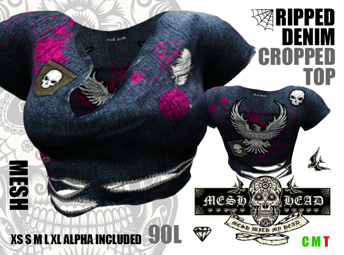 Mesh Head Ripped Crop Tank Top - All Sizes