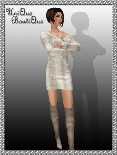 *UniQue* Mesh Sweater Dress Natural Weave