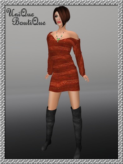 *UniQue* Mesh Sweater Dress Rust