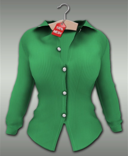 :VIRTISTRY: Pinstripe Blouse (Emerald)