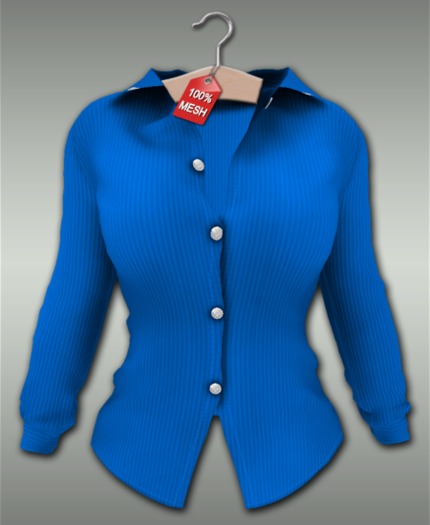 :VIRTISTRY: Pinstripe Blouse (Azure)
