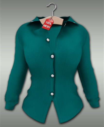 :VIRTISTRY: Pinstripe Blouse (Teal)