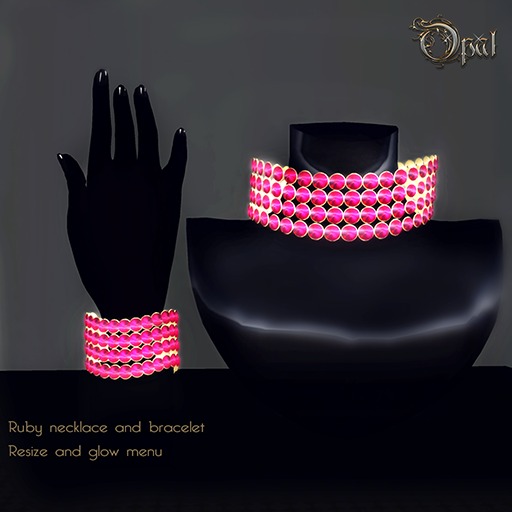 Opal*Ruby bracelet & necklace (2 sets)