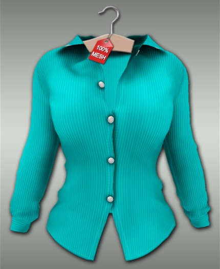 :VIRTISTRY: Pinstripe Blouse (Cyan)