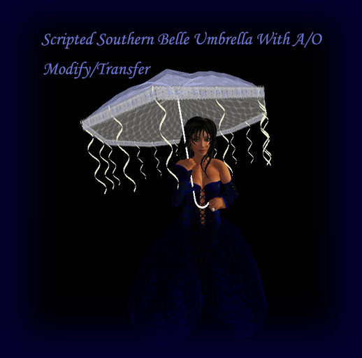 Umbrella Hint Of Sky & Flowing Ribbons *CHB*
