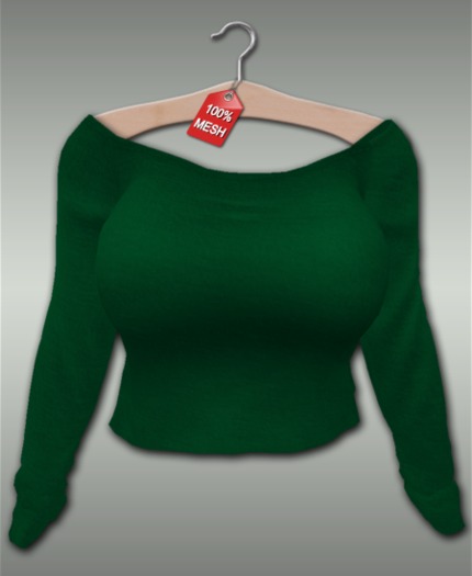 :VIRTISTRY: Cropped Boatneck Sweater (Forest)