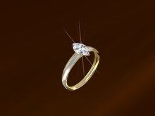 Troymart Slim Silver & Gold Marquise Solitaire Friendship Ring - Metal and Gem Color Change - Right-Hand Ring