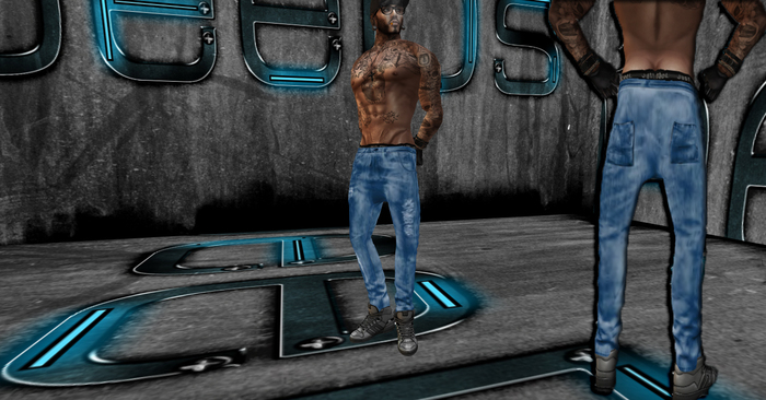 Light Blue Ripped Male Skinny Pants