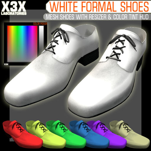 :x3x: Formal White Tintable Shoes