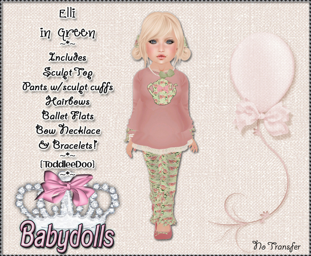 {BB} Ellie in green - Toddleedoo Outfit