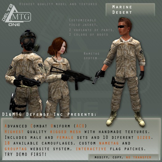 D1&MTG - ACU- Uniform - Marine Desert