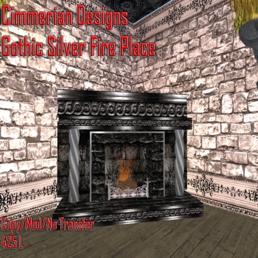 Gothic Silver Fire Place