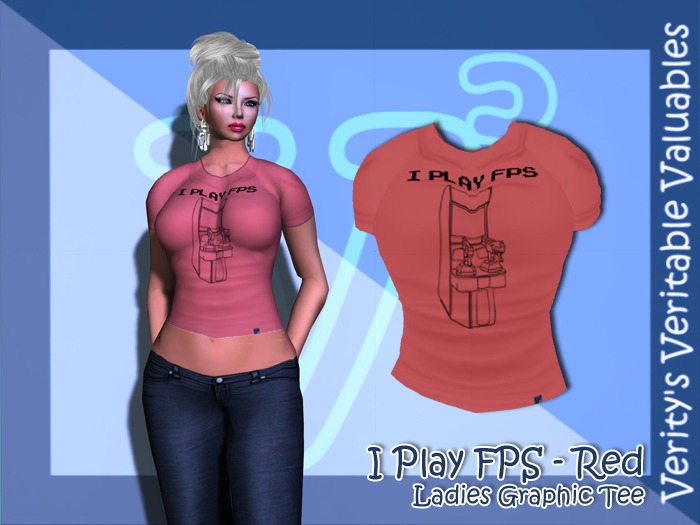 VVV - I Play FPS Tee - Ladies Red (WEAR TO UNPACK)