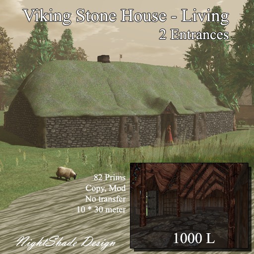 NS Viking Stone Long House - LIving 2 Doors