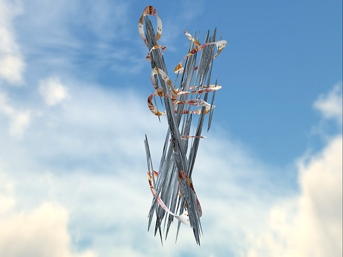 Multi Chime Rising Through Tied Cloud - Abstract Sculpture