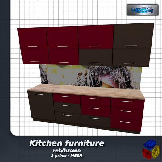 Second Life Marketplace LEO kitchen furniture No.1 FREE MODEL