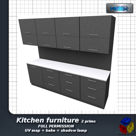 Second Life Marketplace LEO kitchen furniture kit 2 prims PROMO