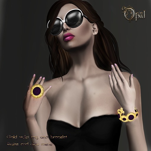 Opal*Violet gold ring & bracelet