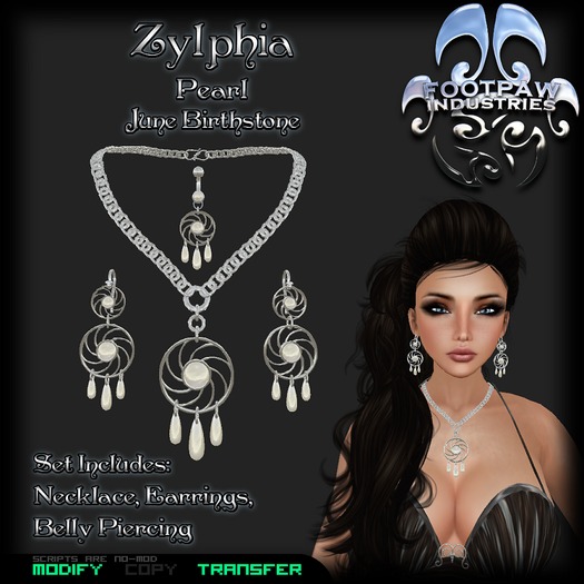 [FPI] Zylphia Set Pearl - Necklace, Earrings & Belly Piercing Jewelry set