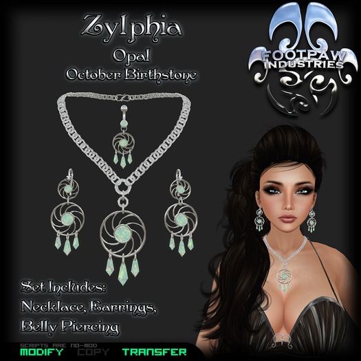 [FPI] Zylphia Set Opal - Necklace, Earrings & Belly Piercing Jewelry set