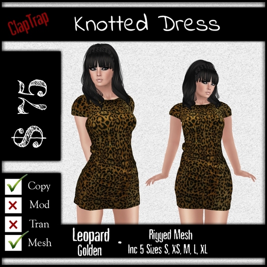 CT Mesh Knotted Dress Leopard