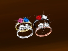 TM Gold and Crystal-Palmed Wedding Rings Set  BOX